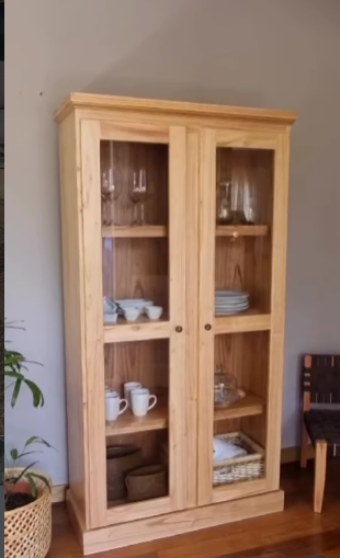 VITRINA MILI 2 PUERTAS HUESO 0.95x0.38x1.80